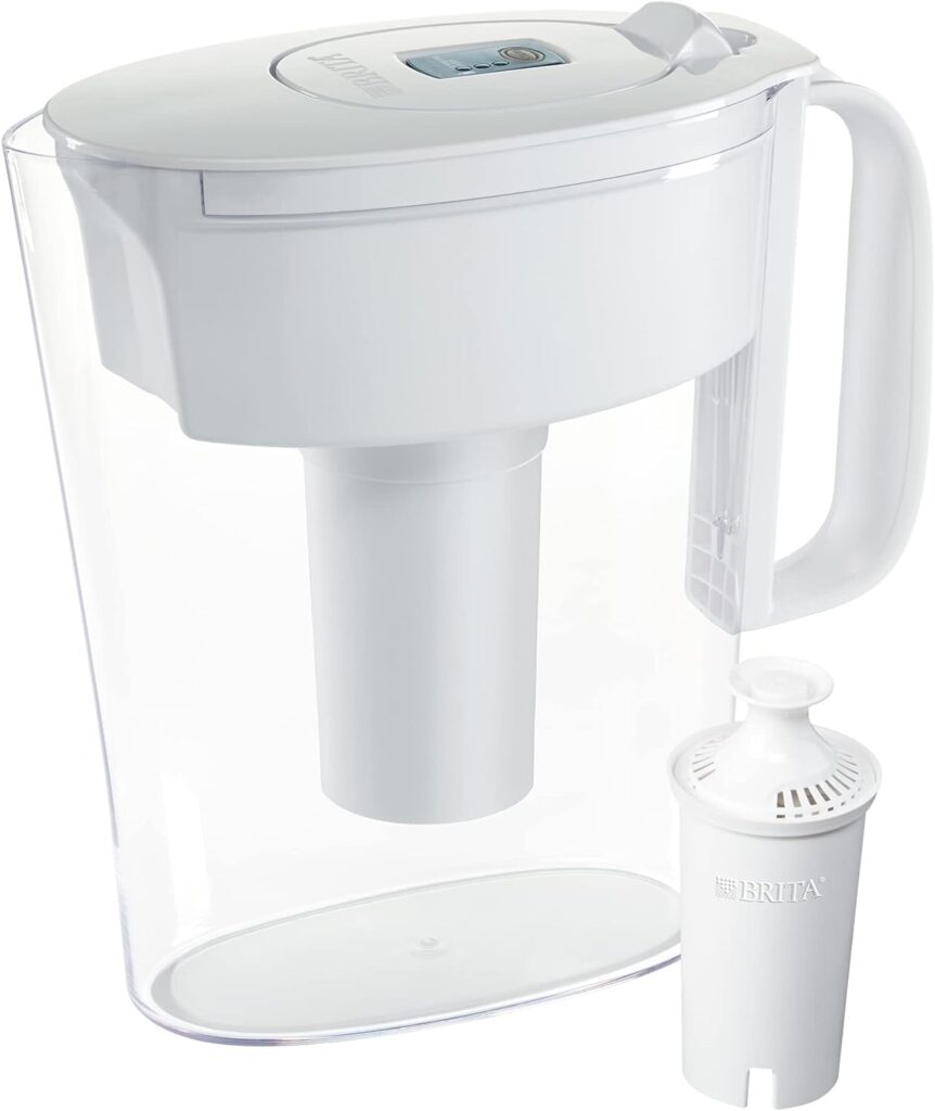 Brita Water Filter Pitcher for Tap and Drinking Water with 1 Standard Filter, Lasts 2 Months, 5-Cup Capacity, BPA Free, White