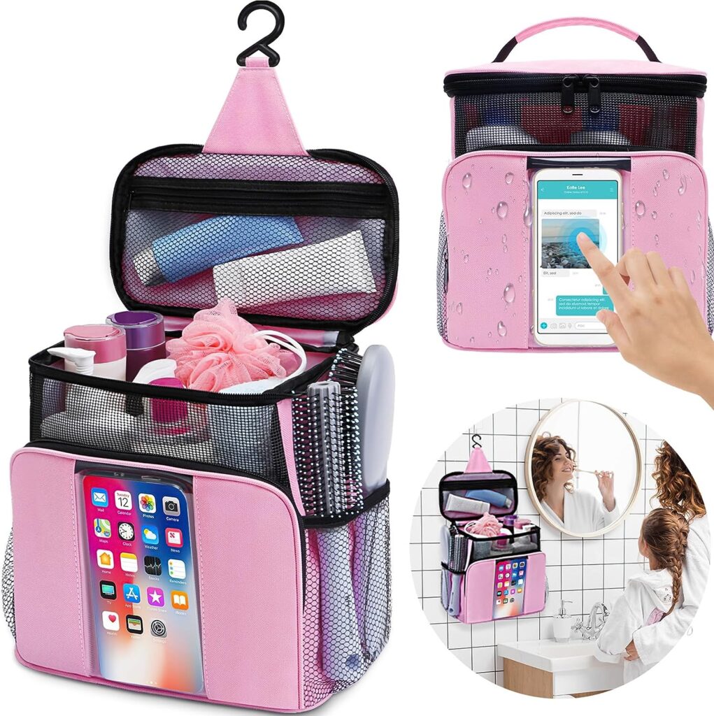 Shower Caddy Portable,Dorm Room Essentials for College Students Girls,Large College Travel Cruise Ship Essentials Hanging Toiletry Bags for Traveling Women,Shower Bag for Camping Beach Essentials