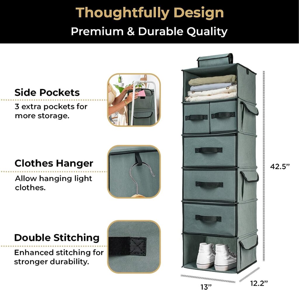 SMIRLY Hanging closet organizer and storage shelves, wardrobe clothes organizer for closet, storage organizer