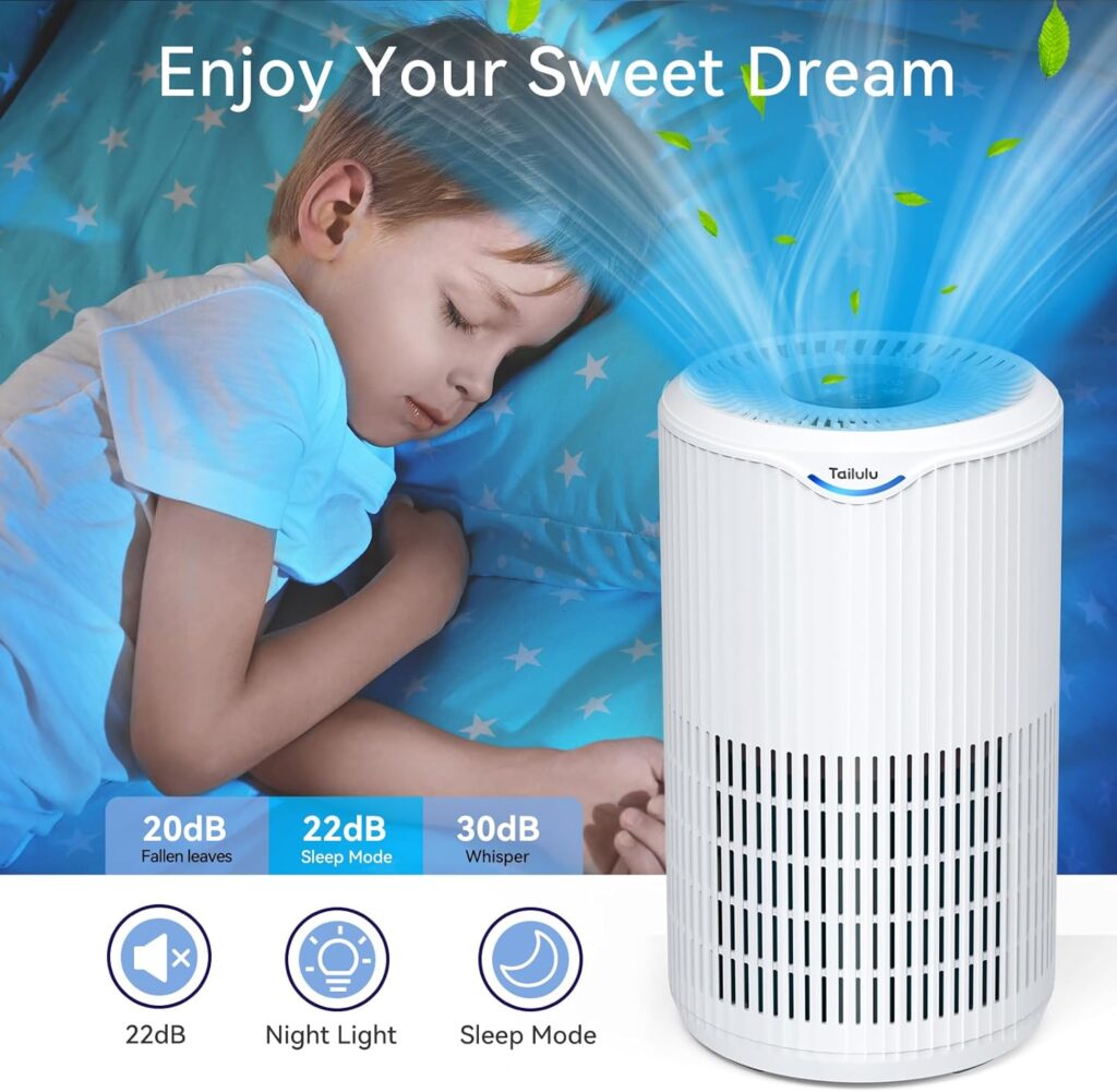 Air Purifiers for Home Large Room Up to 1345 Sq Ft, CADR 180m³/h+, Tailulu H13 HEPA Air Purifier for Pet Dander Smoke Odor Dust Pollen, Air Filter for Bedroom Living Room, Kitchen, Office, Sleep Mode